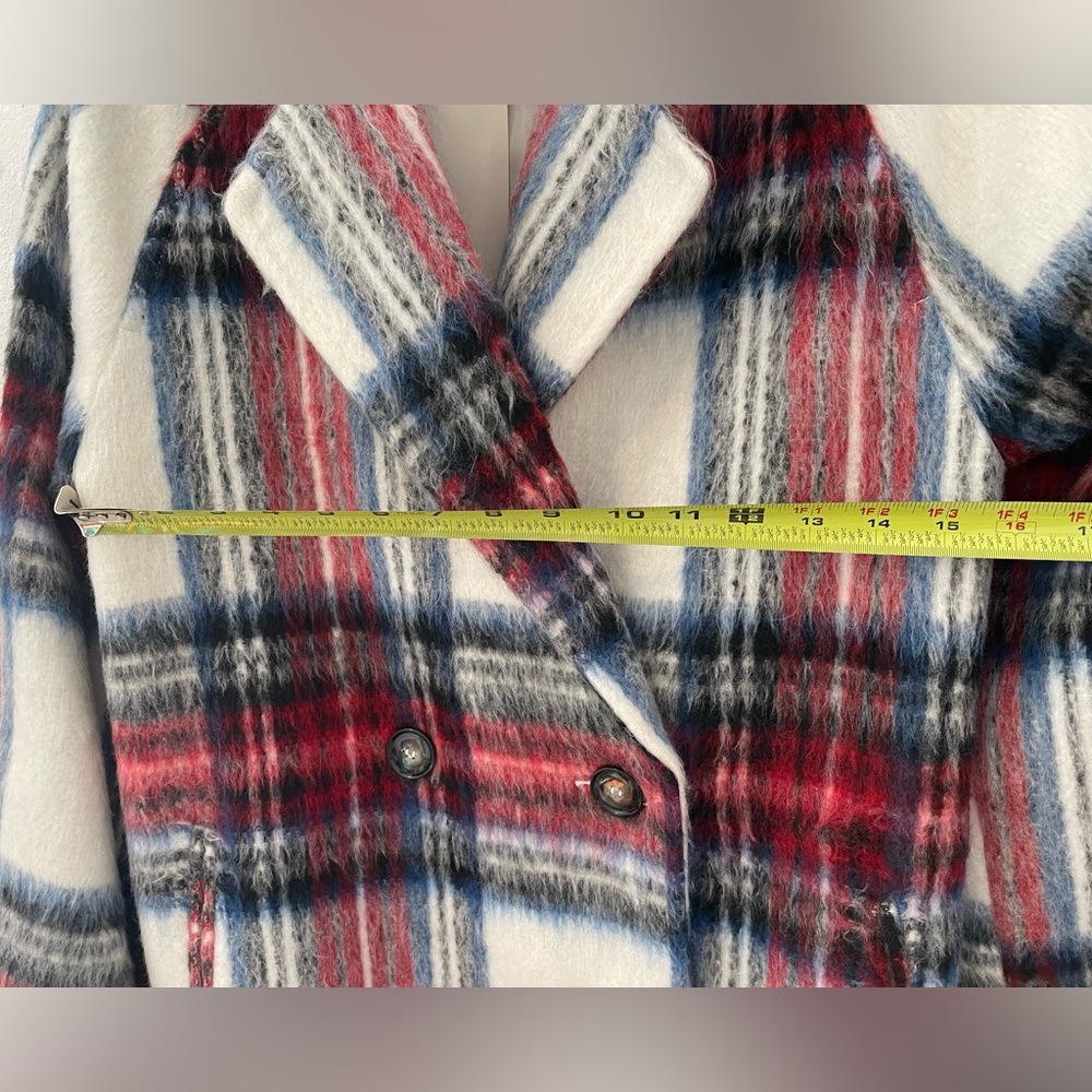 ASOS Red and Blue Plaid Trench Coat - Picture 15 of 16